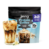 Javvy envase frontal French Vanilla Bean mostrando formato y beneficio práctico