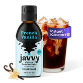 Javvy envase frontal mostrando diseño y etiqueta clara, práctico para preparar bebidas