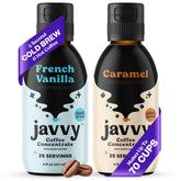 Javvy vista frontal del envase mostrando diseño y sabor vainilla caramelo
