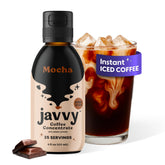 Javvy botella mocha frontal mostrando diseño y uso rápido