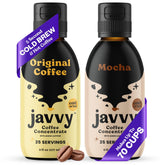 Javvy pack frontal mostrando Original y Mocha para preparación rápida