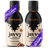 Javvy embalaje frontal mostrando doble pack y beneficio preparación rápida