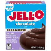 Jell‑O empaque frontal del pudín chocolate muestra presentación y facilidad