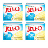 Jell-O caja frontal mostrando sabor limón y conveniencia