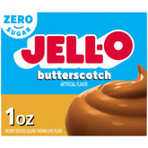 Jell-O empaque frontal butterscotch mostrando rapidez y sabor