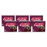 Jell‑O empaque frontal de cereza negra, atractivo y fácil de identificar