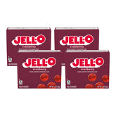 Jell-O empaque frontal sabor Cranberry mostrando color y marca