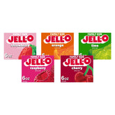 Jell-O empaque frontal mostrando variedad y conveniencia para sobremesas