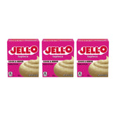 Jell‑O empaque frontal mostrando sobres y beneficios de preparación rápida