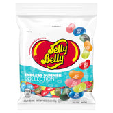 Jelly Belly bolsa frontal mostrando los 6 sabores y cierre resellable para compartir