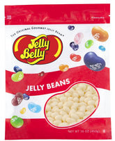 Jelly Belly bolsa frente mostrando 16 oz y sabor coco, conveniencia resellable