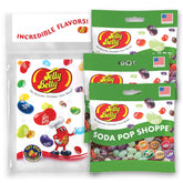 Jelly Belly bolsas frente visibles con colores brillantes y práctico formato para llevar