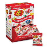 Jelly Belly paquete frontal mostrando colores y variedad, marca reconocible y conveniencia