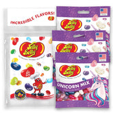 Jelly Belly empaque frontal colorido muestra variedad de sabores y atractivo visual