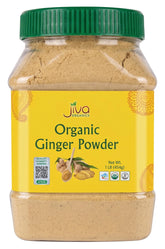 Jiva Organics frasco frontal mostrando el envase resellable y la etiqueta clara