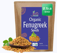 Jiva Organics bolsa al frente mostrando fenogreco, conserva frescura