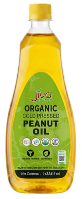 Jiva Organics botella frontal con etiqueta visible mostrando formato 1 L y pureza