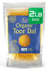 Jiva Organics paquete frontal mostrando toor dal orgánico y marca