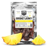 J&K Jerky frente de bolsa 7oz con sabor piña teriyaki mostrando diseño y sellado práctico