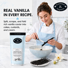 JL Gourmet Imports semillas de caviar de vainilla raspadas para sabor intenso