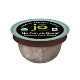 Jo Coffee frontal del paquete mostrando cápsulas compostables y beneficios sostenibles