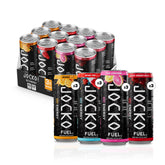 Jocko Fuel pack frontal mostrando las cuatro presentaciones y beneficio variedad