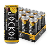 Jocko Fuel GO Mango Passionfruit frasco frontal mostrando la marca y beneficio de energía limpia