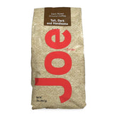 Joe Knows Coffee vista frontal del empaque en bolsa de 2 lb mostrando marca y tueste oscuro