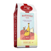 Joffrey's Coffee frente del empaque que muestra sabor Bananas Foster y beneficios de frescura