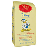 Joffrey's Coffee paquete frontal Donald Duck Quack mostrando diseño y tamaño