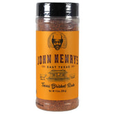 John Henry's frasco frontal del rub mostrando marca y fácil identificación