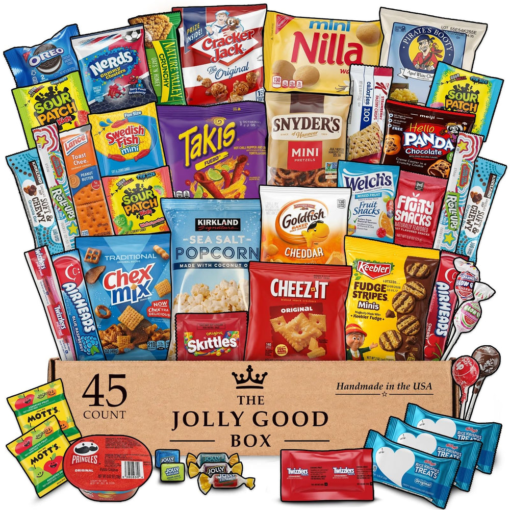Jolly Good Care Packages vista frontal caja lista para regalo, conveniencia de envío