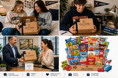Jolly Good Care Packages comparación de tamaño, caja compacta fácil de enviar