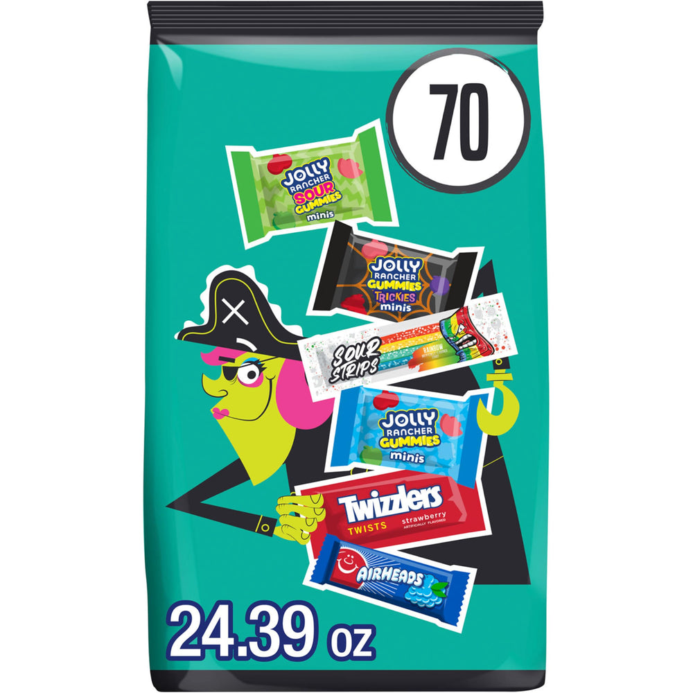 Jolly Rancher bolsa frontal mostrando mezcla frutal, fácil para repartir