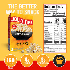 Jolly Time etiqueta nutricional legible con datos de ingredientes y beneficios nutricionales
