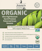 Jonnys Good Nature vista frontal del envase mostrando producto orgánico y porciones