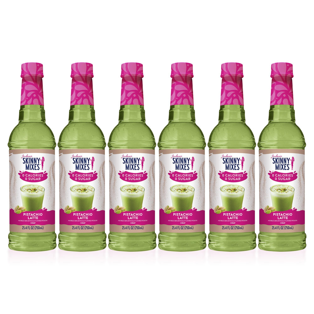 Jordan's Skinny Mixes botella frontal mostrando sabor pistacho y conveniencia