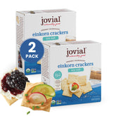Jovial paquete frontal mostrando galletas y sello orgánico, atractivo y natural