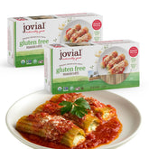 Jovial manicotti frente del empaque que muestra producto y sello orgánico
