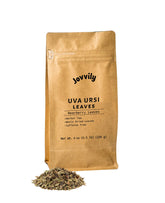 Jovvily empaque frontal 8 oz mostrando hojas secas y sello alimentario