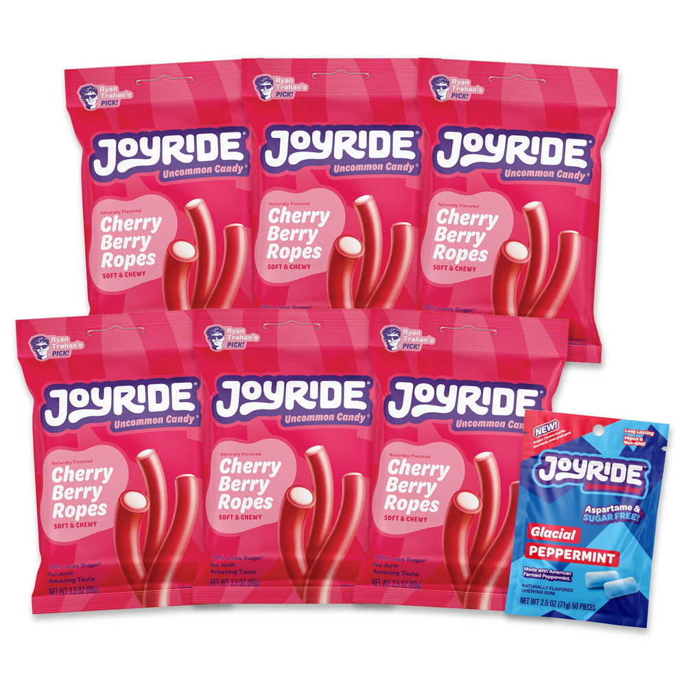 JOYRIDE paquete frontal Cherry Berry Ropes mostrando diseño y conveniencia