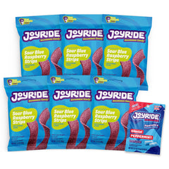 JOYRIDE paquete frontal mostrando tiras frambuesa azul y diseño atractivo