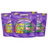 JOYRIDE pack frontal con 3 unidades Party Pack mostrando el surtido