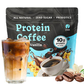 JRR envase frontal del café proteico vainilla con etiqueta visible y conveniencia