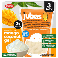 Jubes frontal del envase mostrando cubos de mango apetitosos y práctico uso