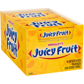 Juicy Fruit vista frontal del empaque, práctico y reconocible
