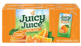 Juicy Juice frente del empaque mostrando sabor naranja tangerina y conveniencia