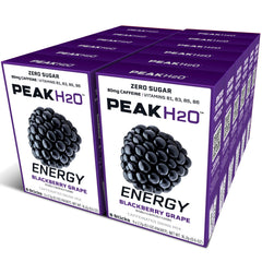 Juicy Mixes PeakH2O frente del paquete mostrando 72 sobres y sabor blackberry