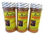 Julio's frasco frontal del pack de tres mostrando etiqueta y tamaño 8 oz, versátil