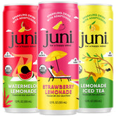 Juni lata frontal de limonada mostrando diseño y frescura